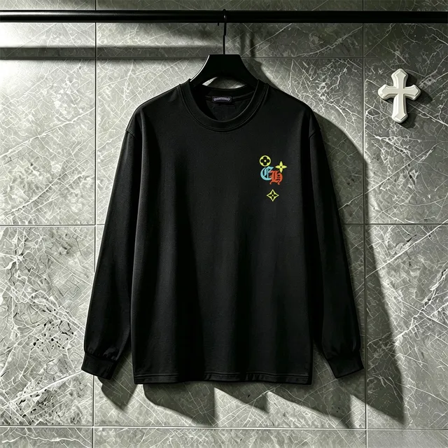 Louis Vuitton Black Multicolor Long-Sleeve Crewneck T-Shirt