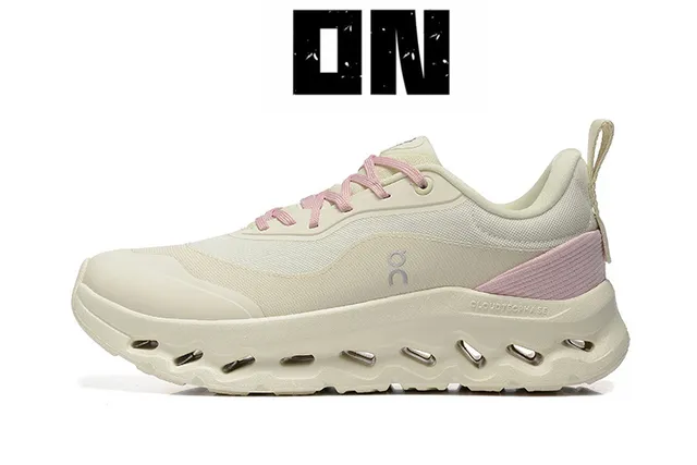 On Cloud Beige Pink Cloudtec Pod Sole Mesh Upper Lifestyle Sneakers
