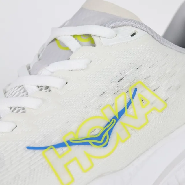 Hoka White Red Engineered Mesh Upper Rocker-Bottom Sole Running Shoes