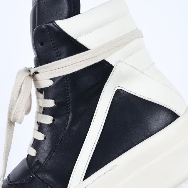 Rick Owens Ramones Black and Cream Platform Chunky Sneakers
