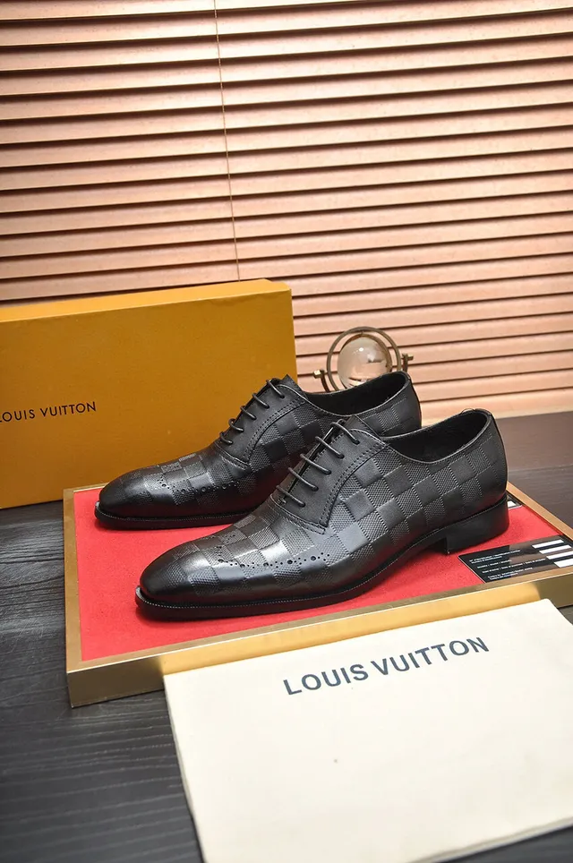Black Checkered Embossed Leather Full Perforations Brogue