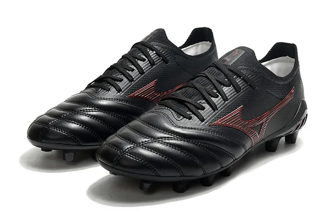 Mizuno Morelia Neo Black Red Firm-Ground Soccer Shoes