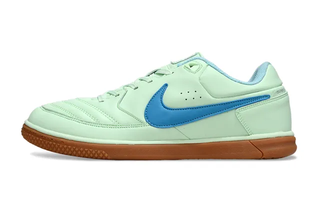 Nike Green Blue Low-Top Leather Upper Indoor Soccer Shoes