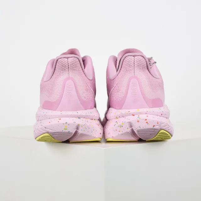 Hoka Pink Yellow Knit Upper Speckled Midsole Running Shoes