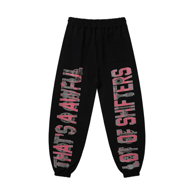 Black Graphic-Print Jogger-Style Sweatpants