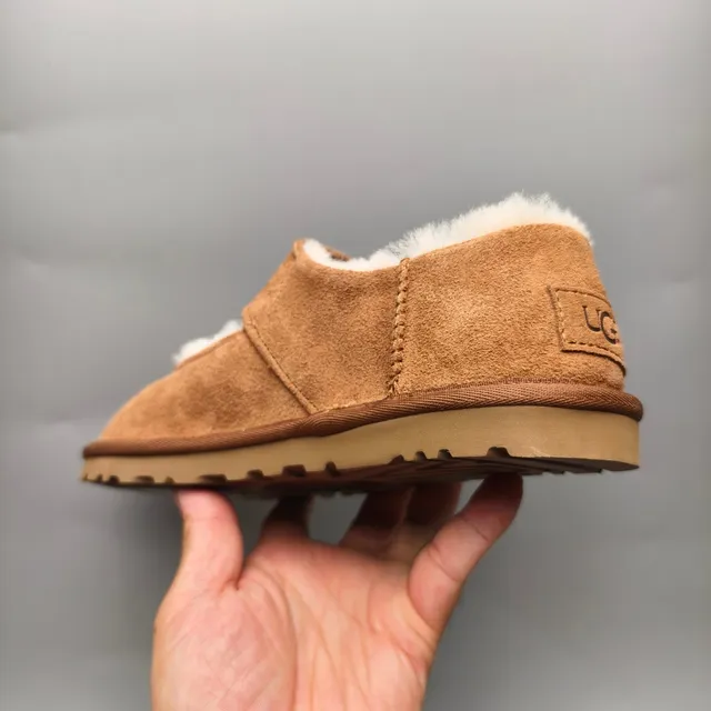 UGG Brown Beige Suede Upper Shearling-Lined Mary Jane Shoes