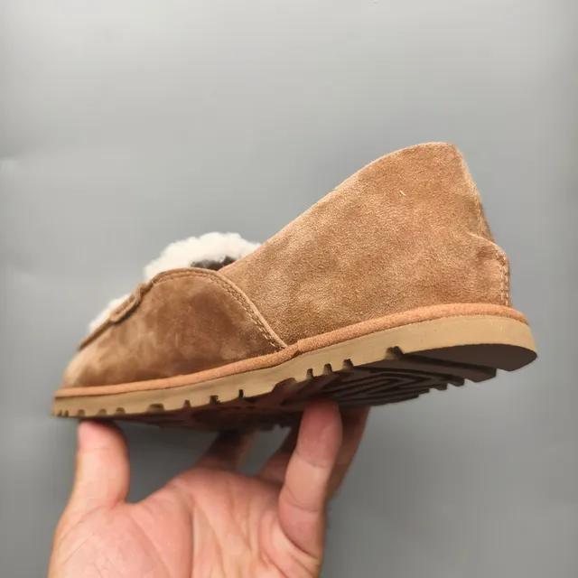 UGG Tasman Brown Beige Suede Upper Shearling-Lined Vamp Loafer