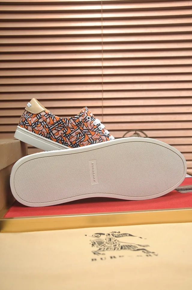 Burberry Monogram-Print Orange Black Cream Lifestyle Sneakers