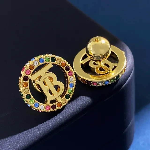 Burberry Monogram Crystal Cufflinks Gold Multicolor Jewelry