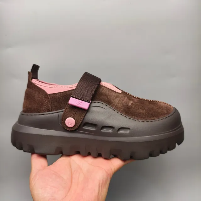 UGG Tasman Brown Pink Suede Upper Adjustable Strap Closure Mary Jane Shoes