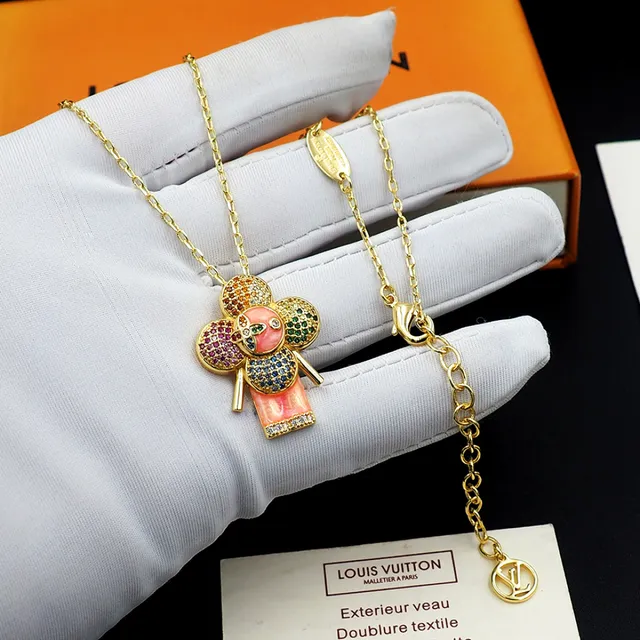 Louis Vuitton Flower Motif Multicolor Crystal Enamel Necklace