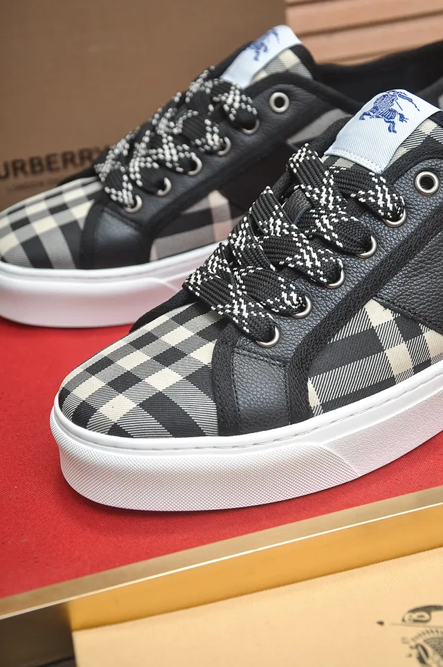 Burberry Plaid and Leather Low-Top Lifestyle Sneaker
