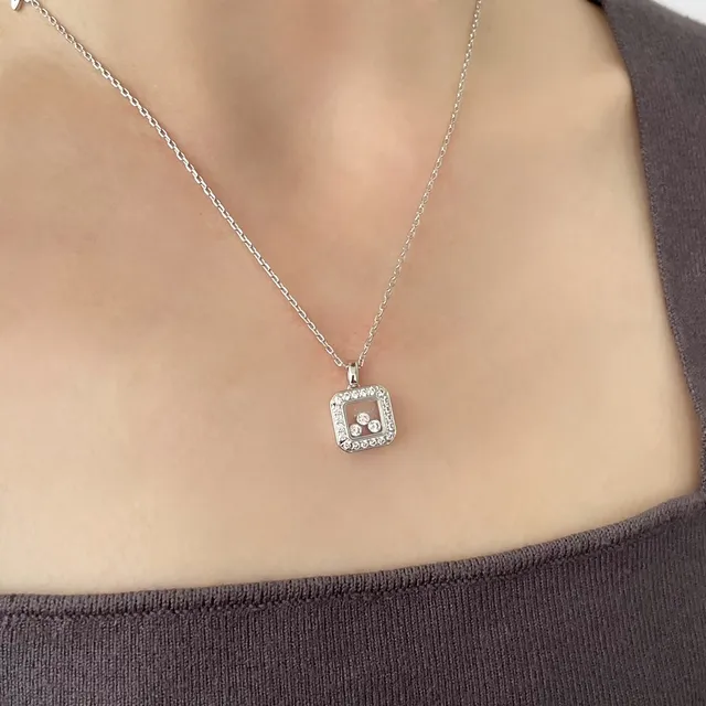 Chopard Happy Diamonds Square Pavé Diamond Pendant Necklace