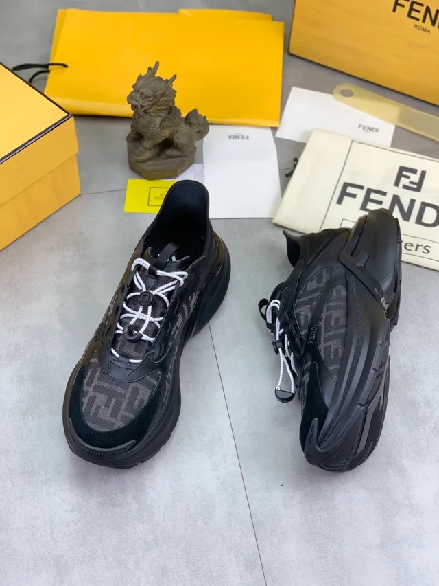 Fendi Run Away Black FF Monogram Chunky Sneakers