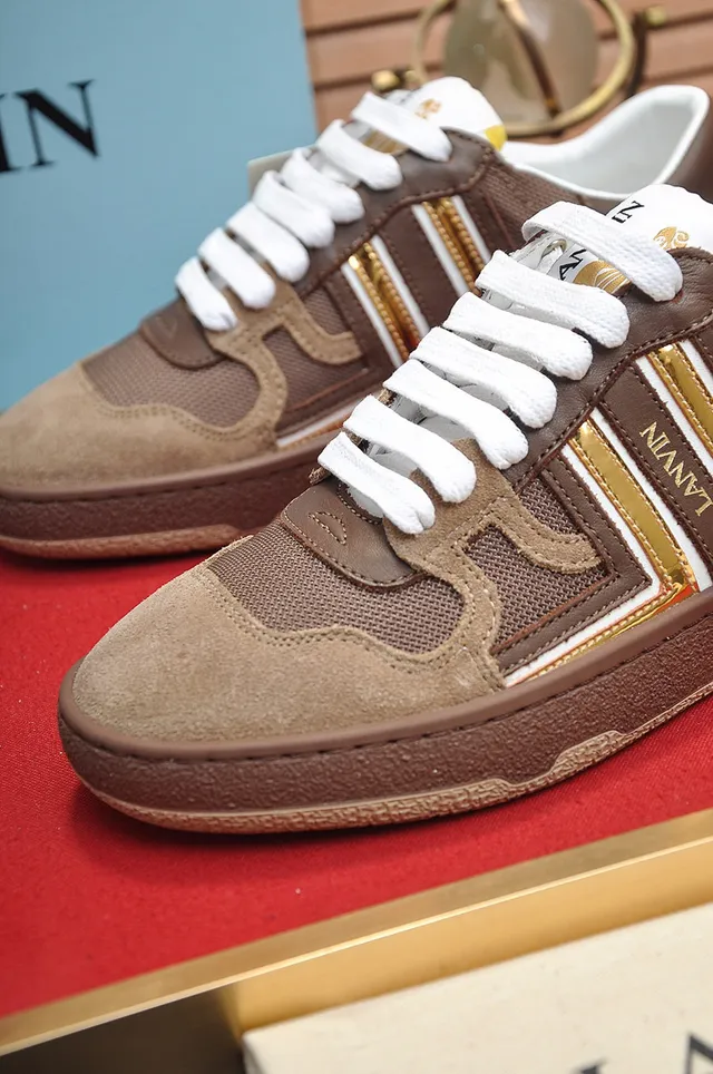 Lanvin Brown and Gold Stripe Lifestyle Sneakers