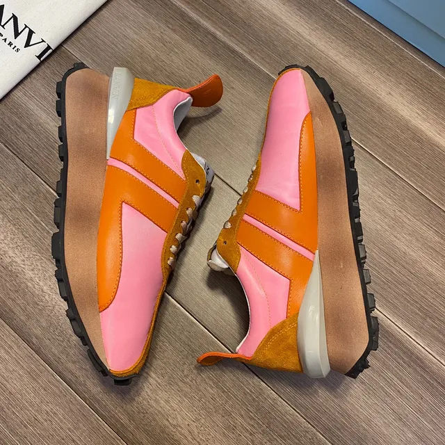 Lanvin Color-Blocked Suede and Nylon Platform Chunky Sneakers