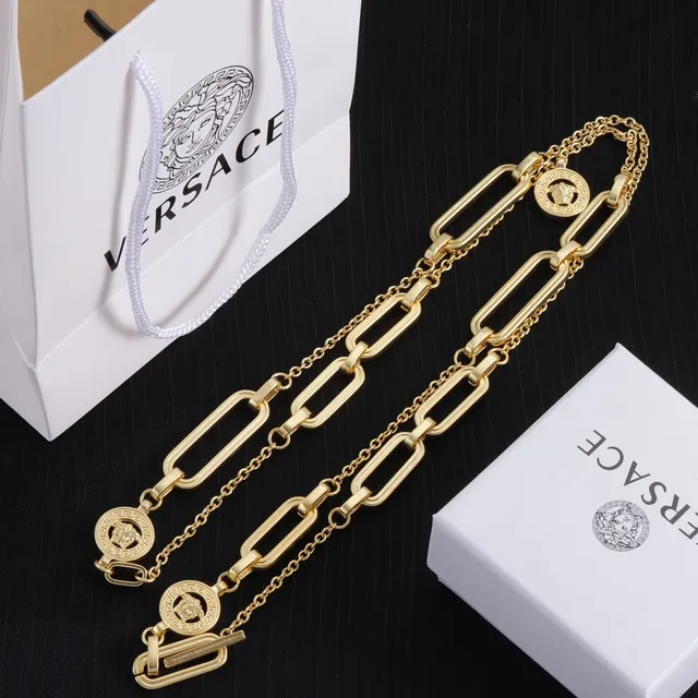 Versace Odissea Gold-Tone Paperclip Link Medusa Necklace