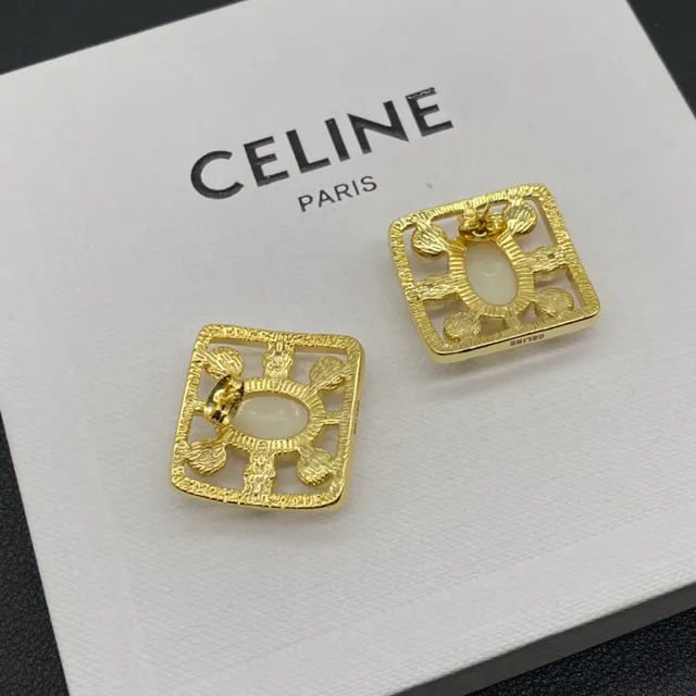 Celine Pearl-Embellished Square Stud Earrings