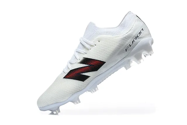 New Balance Furon White Black Low-Cut Knit-Mesh Upper Firm-Ground Soccer Shoes