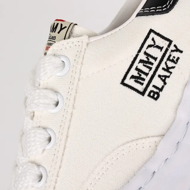 MMY White Black Canvas Upper Sculpted Midsole Sneakers