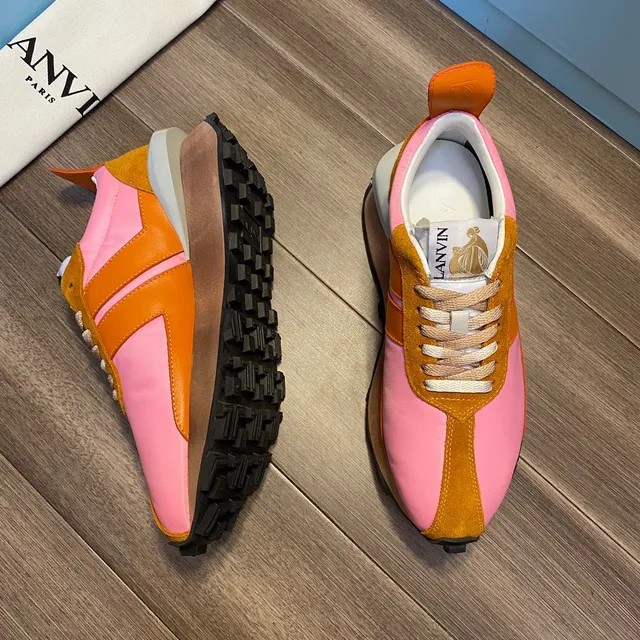 Lanvin Color-Blocked Suede and Nylon Platform Chunky Sneakers