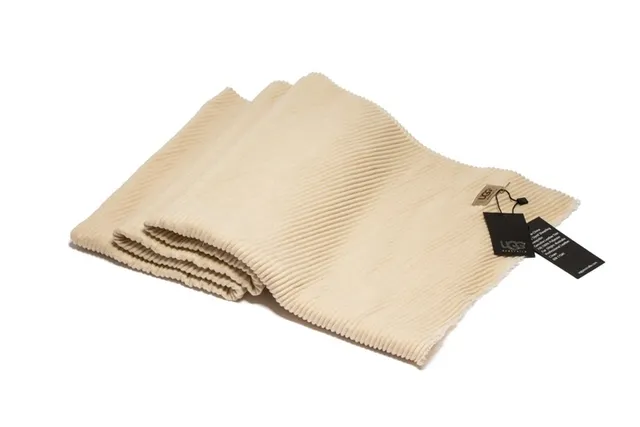 UGG Ribbed Beige Cashmere Scarf