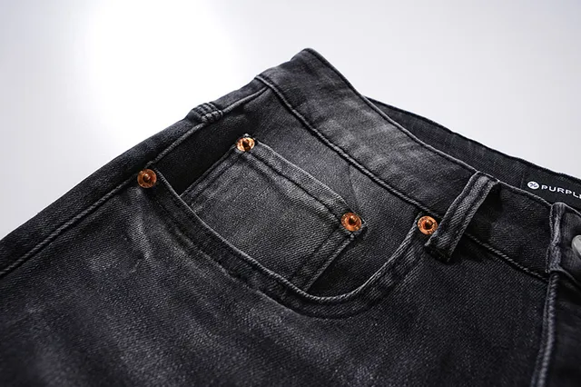 Purple Brand Distressed Black Wash Slim-Fit Jeans