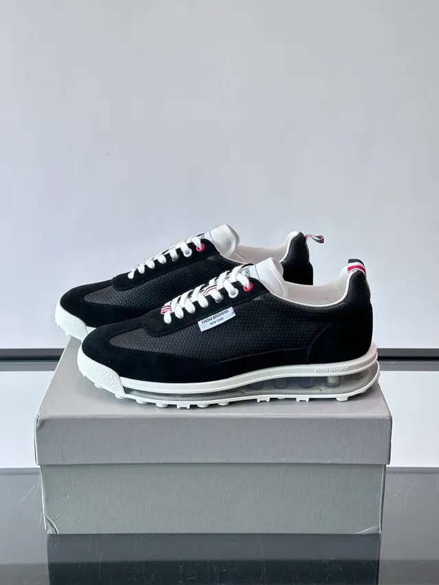 Thom Browne Black Perforated Air-Cushioned Sneaker
