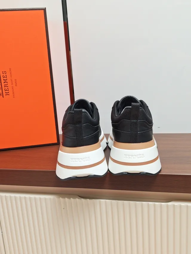 Hermès Black and White Platform Sneaker