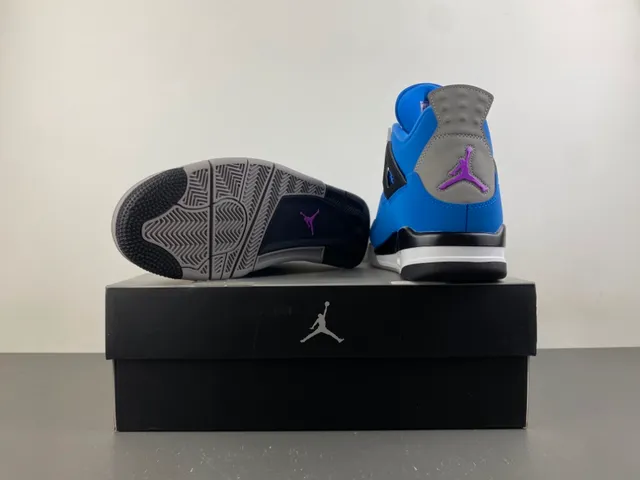 Air Jordan 4 Bright Blue Black Gray Basketball Shoes