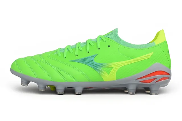 Mizuno Green Gray Low-Cut Knit Collar Synthetic Wave Overlays Firm-Ground Soccer Shoes