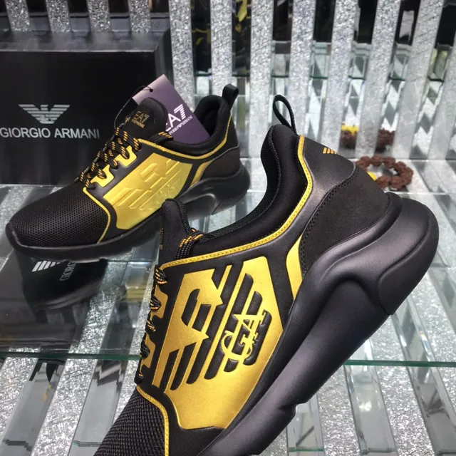 Giorgio Armani EA7 Black and Gold Mesh Lifestyle Sneaker