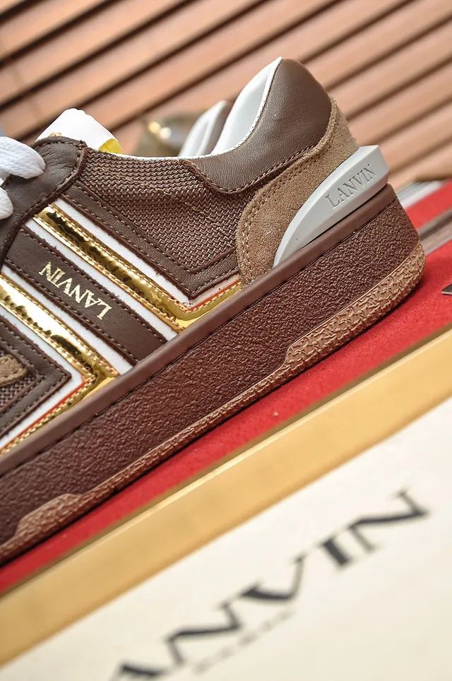 Lanvin Brown and Gold Stripe Lifestyle Sneakers