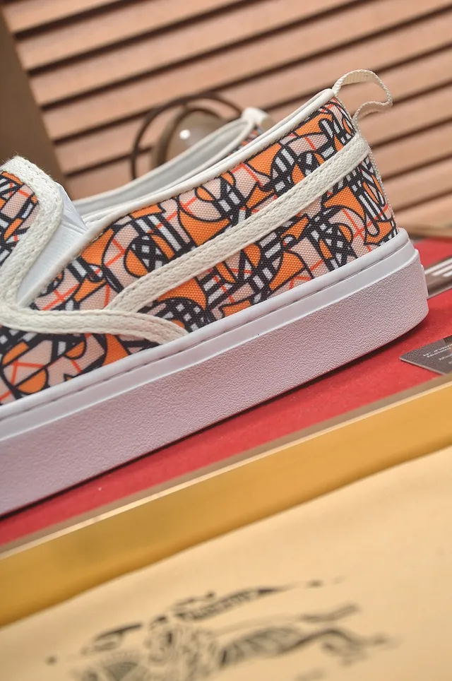 Burberry Orange White Slip-On Platform Sole Lifestyle Sneakers