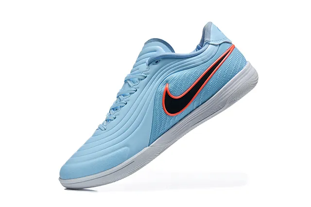 Nike Blue Orange Low-Top Textured Wave-Pattern Upper Indoor Soccer Shoes