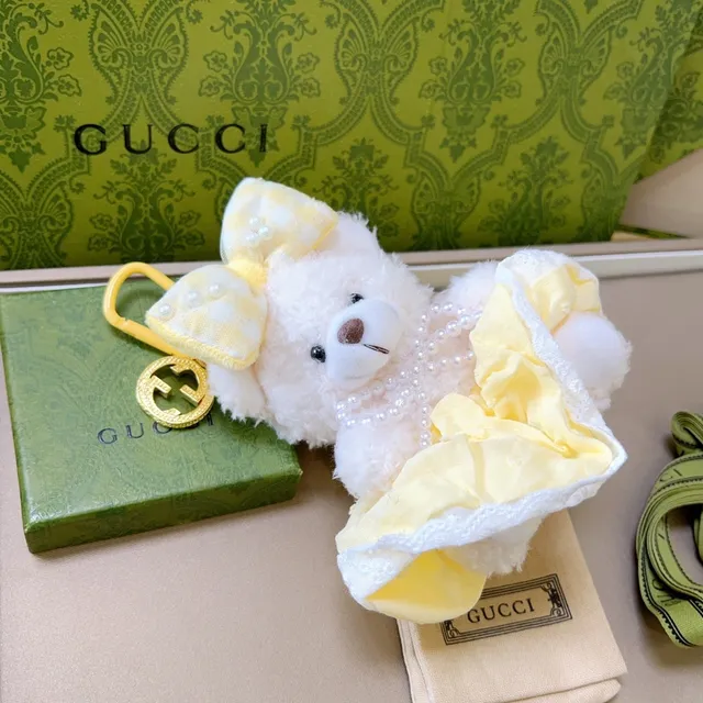 Gucci Yellow White Plush Teddy Bear Ruffled Dress