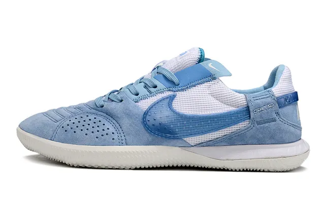Nike Gato Blue White Low-Top Suede-Mesh Hybrid Upper Indoor Soccer Shoes