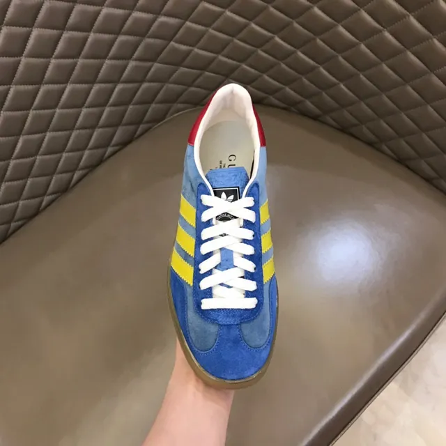 Adidas Blue Yellow Suede Upper Three-Stripe Side Lifestyle Sneakers