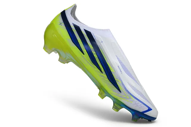 Adidas Yellow Blue Low-Cut Sock-Fit Upper Iridescent Transparent Outsole Firm-Ground Soccer Shoes