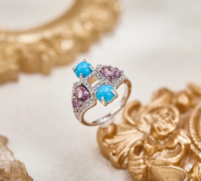 Geometric Lattice Multi-Stone Pavé Diamond Ring
