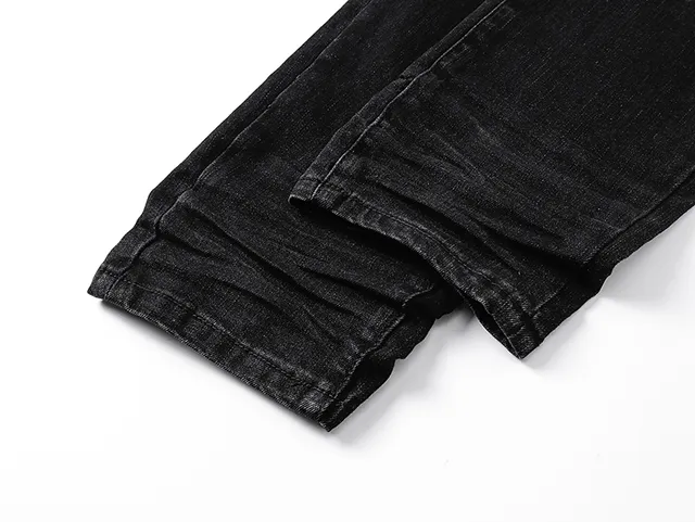 Distressed Slim-Fit Black Denim Jeans