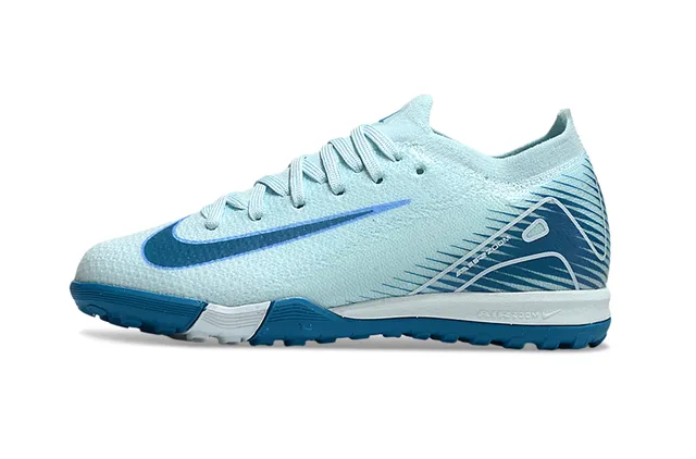 Nike Blue White Knit Upper Low-Cut Silhouette Indoor Soccer Shoes