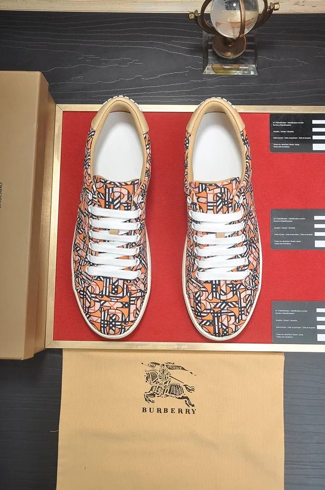 Burberry Monogram-Print Orange Black Cream Lifestyle Sneakers