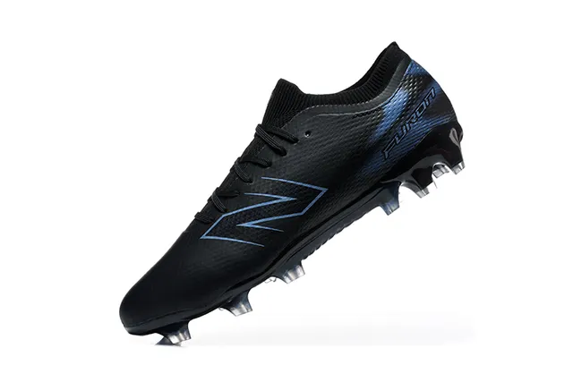 New Balance Furon Black Blue Low-Cut Knit Upper Molded Conical Studs Firm-Ground Soccer Shoes
