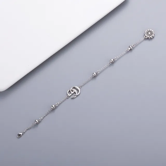 Gucci Silver Blue Chain Interlocking GG Logo Bracelet