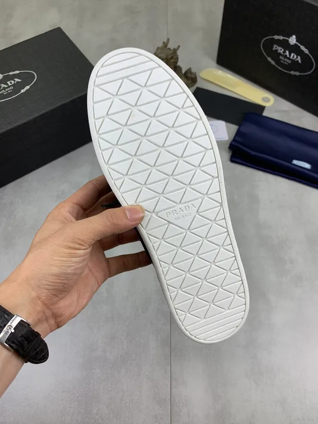 Prada Navy White Suede Moc-Toe Construction Boat Shoes