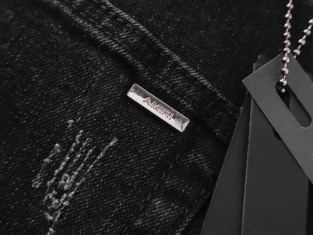 Distressed Slim-Fit Black Denim Jeans