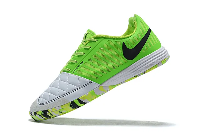 Nike Green White Neon Lime Perforated Upper Quilted Toe Cap Indoor Soccer Shoes