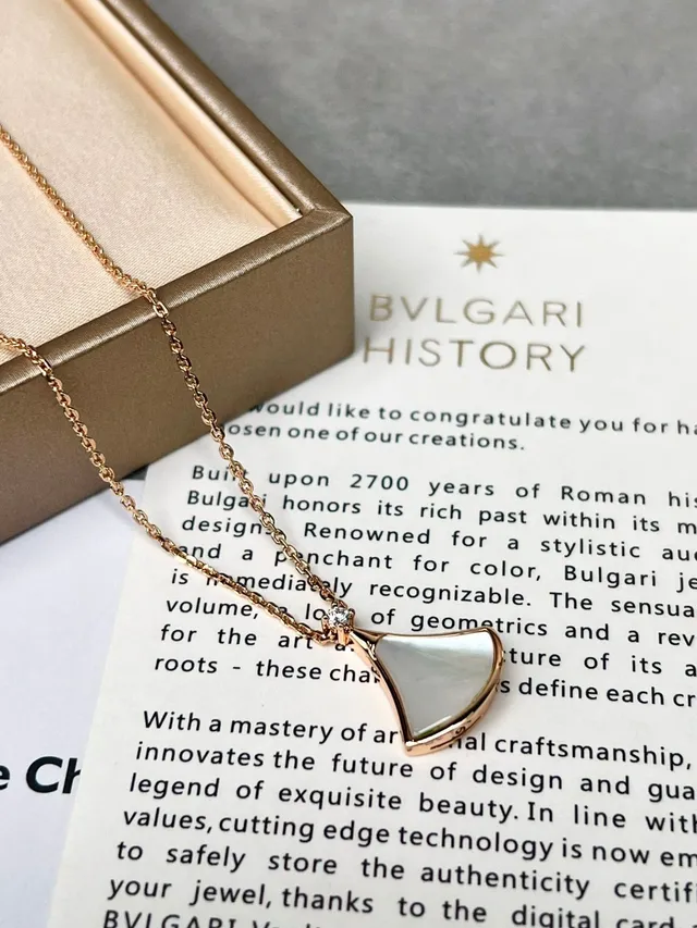 Bvlgari Divas’ Dream Fan-Shaped Enamel and Mother-of-Pearl Pendant Necklaces