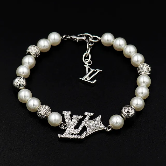 Louis Vuitton Pearl and Pavé LV Monogram Crown Bracelet